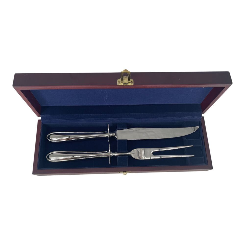 Hampton Silversmiths Stainless Steel Carving Set Knife & Fork w/ Case Korea